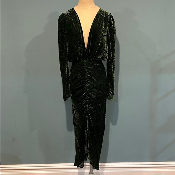 Ronny Kobo Collection Dresses & Skirts - Ronny Kobo Astrid Dress size Small Burnout Velvet Green Black Silk Blend